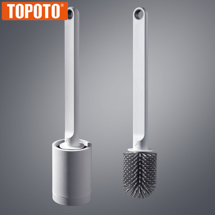 TOPOTO Silicone Toilet Cleaning Kit with Soft Bristle Brush Wall Mount Or Floor Standing Toilet Brush With Holder