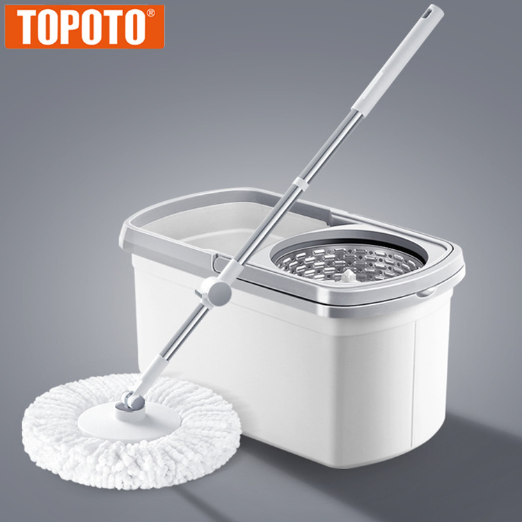 TOPOTO Manufacturers Cheap 360 Rotating Magic Mop With Bucket Flat Mop Bucket Microfiber Cloth Cleaning Floor