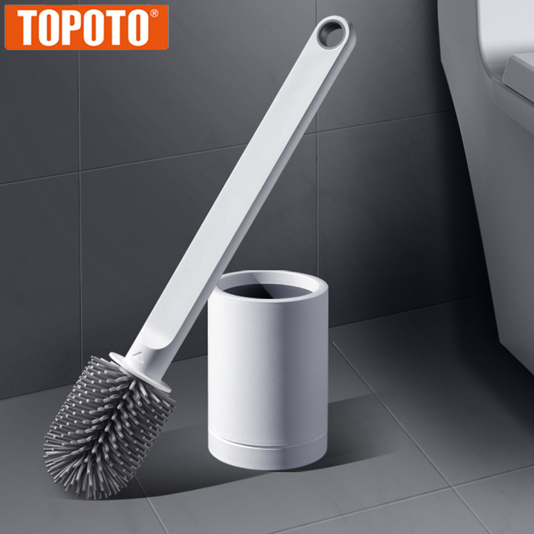 TOPOTO Silicone Toilet Cleaning Kit with Soft Bristle Brush Wall Mount Or Floor Standing Toilet Brush With Holder