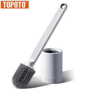 TOPOTO Silicone Toilet Cleaning Kit with Soft Bristle Brush Wall Mount Or Floor Standing Toilet Brush With Holder