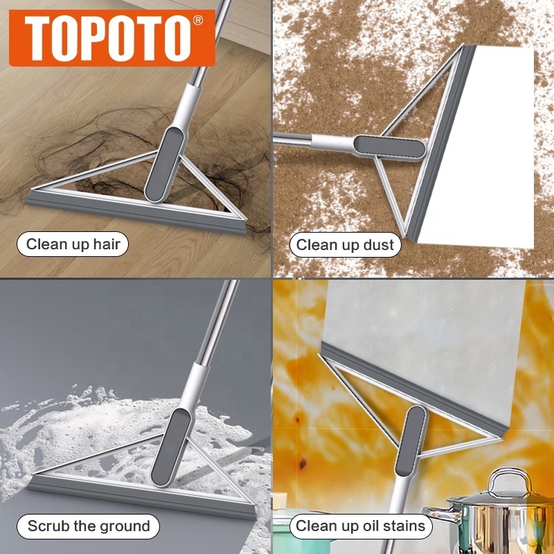 TOPOTO hot sale bedroom bathroom floor dust cleaning silicone scraper broom