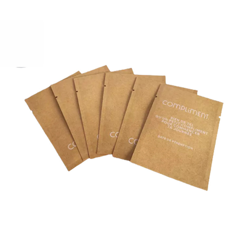 Eco Friendly Biodegradable Foil Small Mylar Bag Shampoo Conditioner Facial Cream Cosmetic Kraft Paper Sample Packets For Lotion