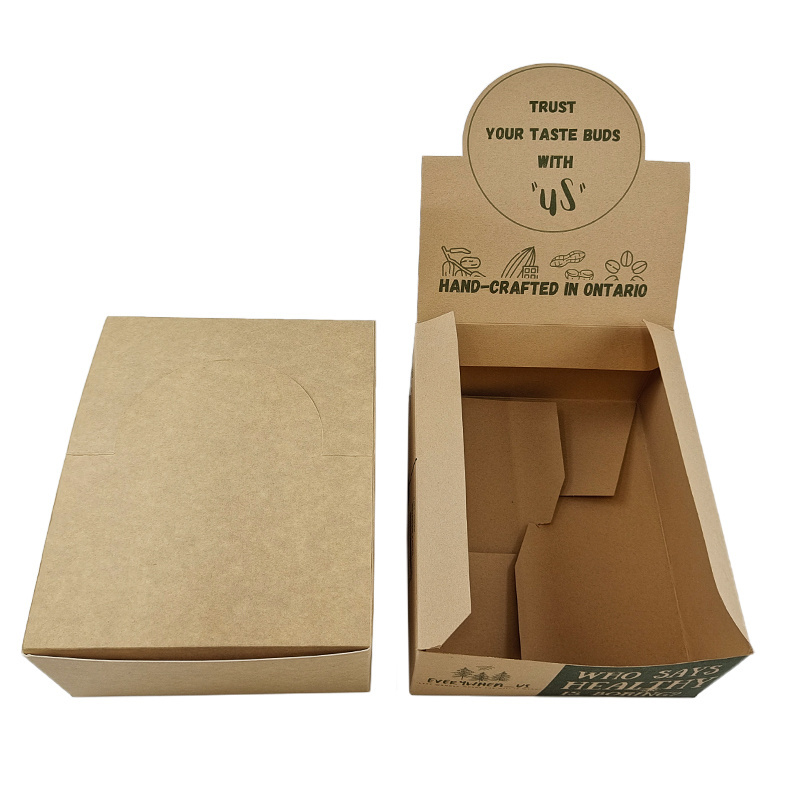 Customized Biodegradable Folding Carton Box Candy Cookie Snack Food Mushroom Chocolate Bar Cardboard Tear Away Display Boxes