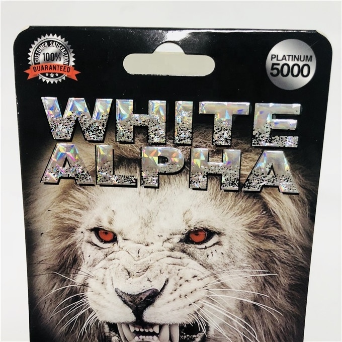 White Alpha / White Panther / Alpha Male Blister Paper Cards For Sexual Rhino Pill With Display Paper Box