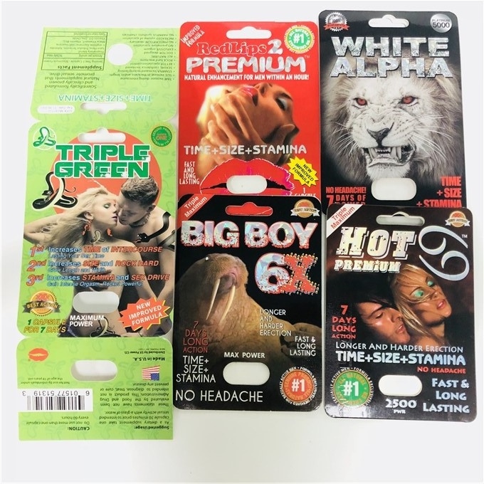 White Alpha / White Panther / Alpha Male Blister Paper Cards For Sexual Rhino Pill With Display Paper Box