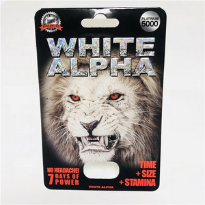 White Alpha / White Panther / Alpha Male Blister Paper Cards For Sexual Rhino Pill With Display Paper Box