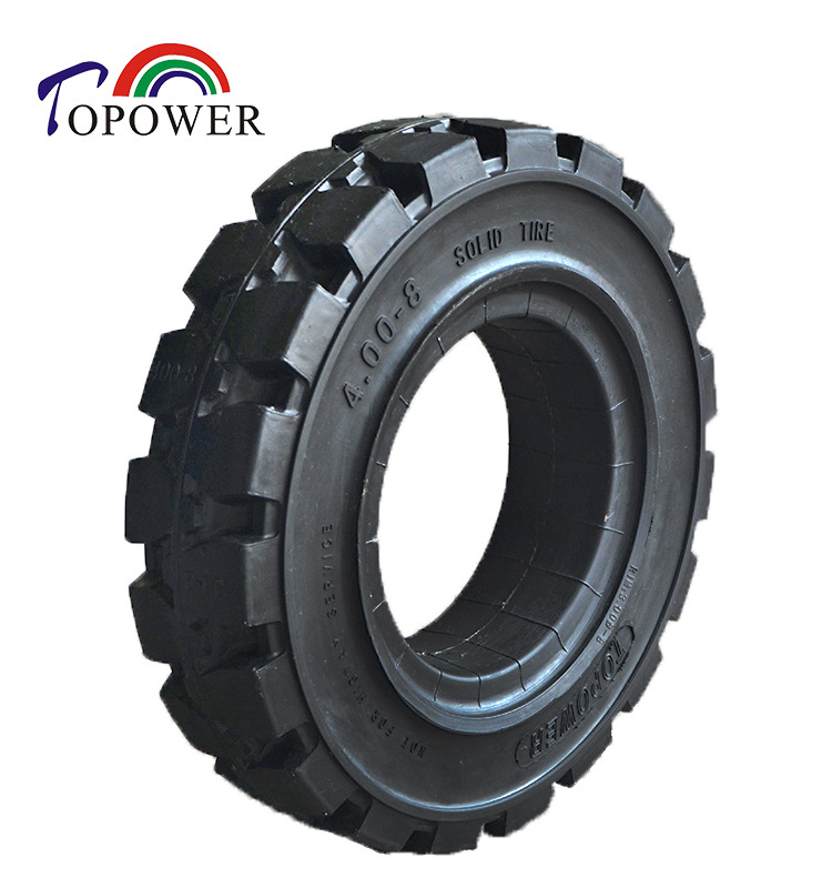 4.00-8 Solid Wheelbarrow Tire Non-Slip Flat Free Wheel with 6