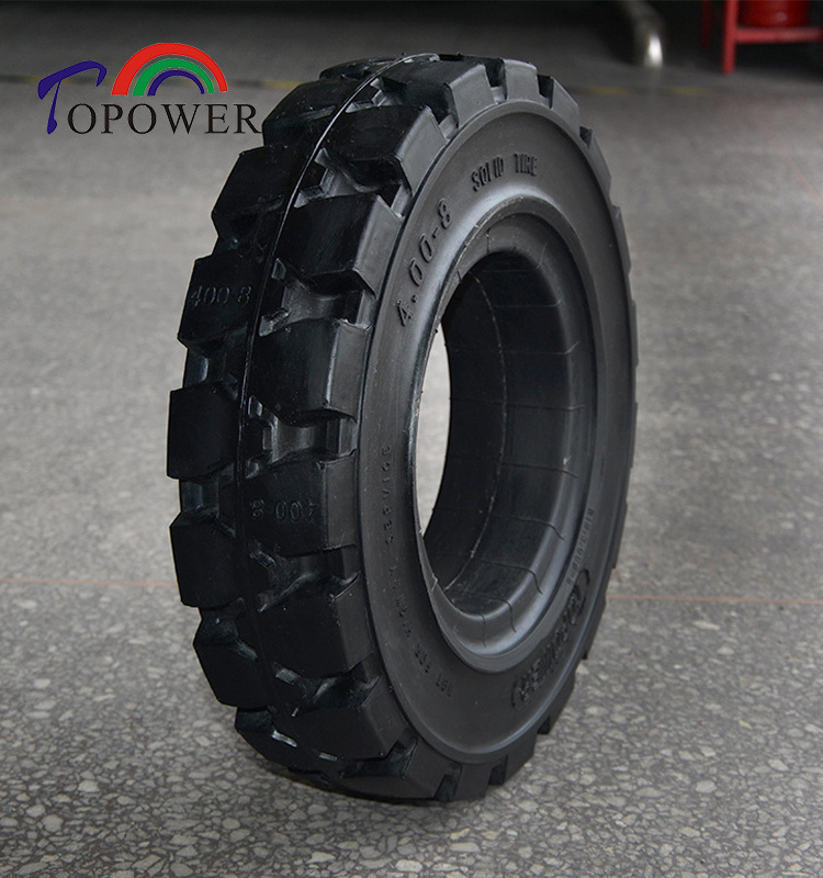 4.00-8 Solid Wheelbarrow Tire Non-Slip Flat Free Wheel with 6