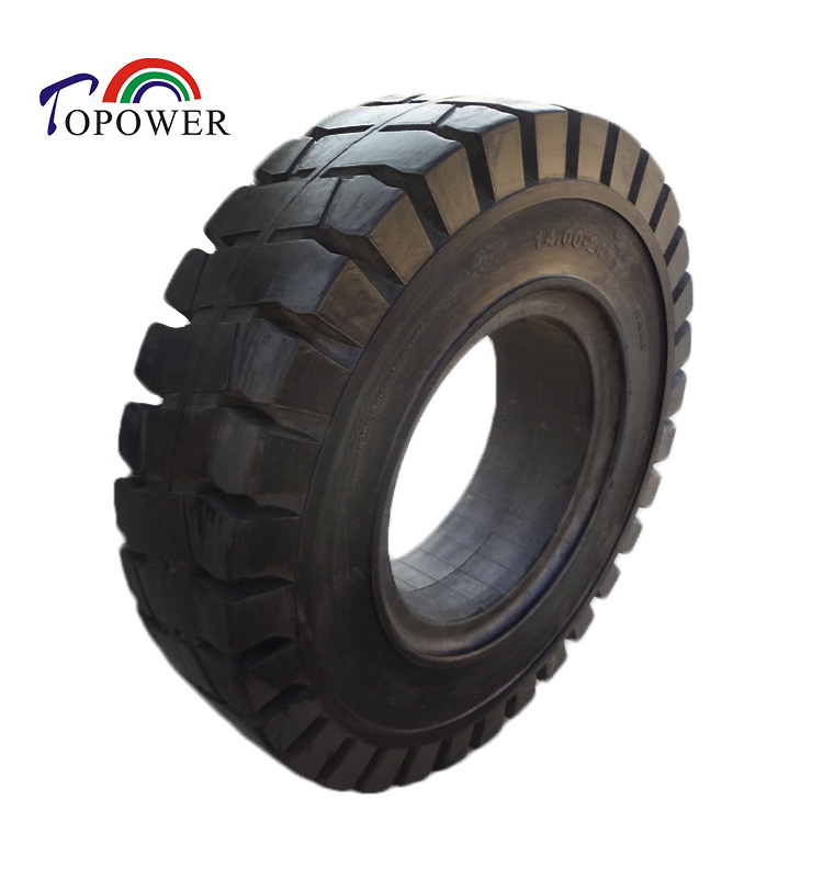 Durable  14.00x24 solid tire 14 x 24  port tire 12.00-24 steel tires  for trailer telehandler reach stacker with rims available