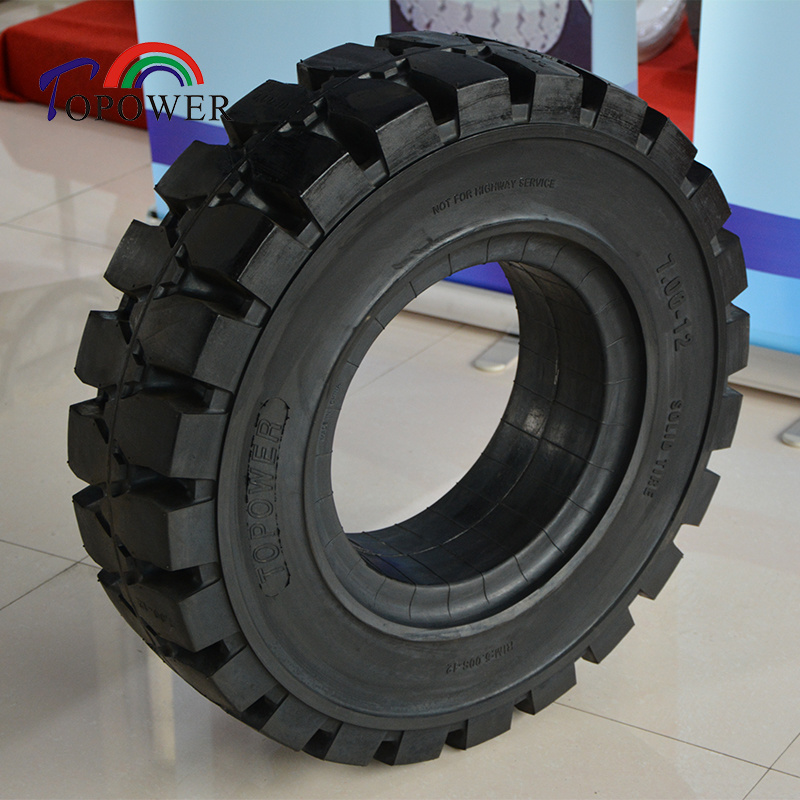 Topower Tyre Supplier Wholesale 700x12  700-12  7.00-12/5.00 Forklift Solid Resilient Tire