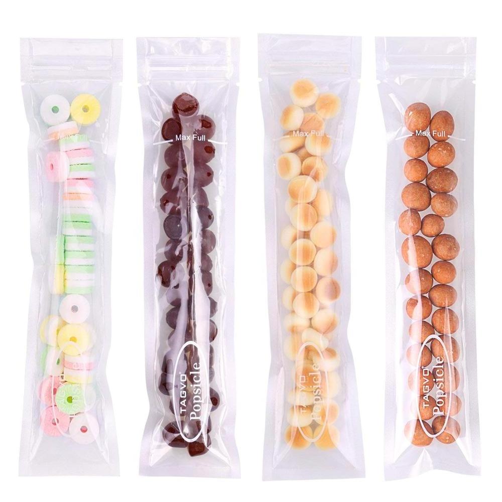 Disposable Popsicle Molds Bags- DIY Zip ice lolly plastic packaging tube for Yogurt, Ice Candy, & Freeze Pops