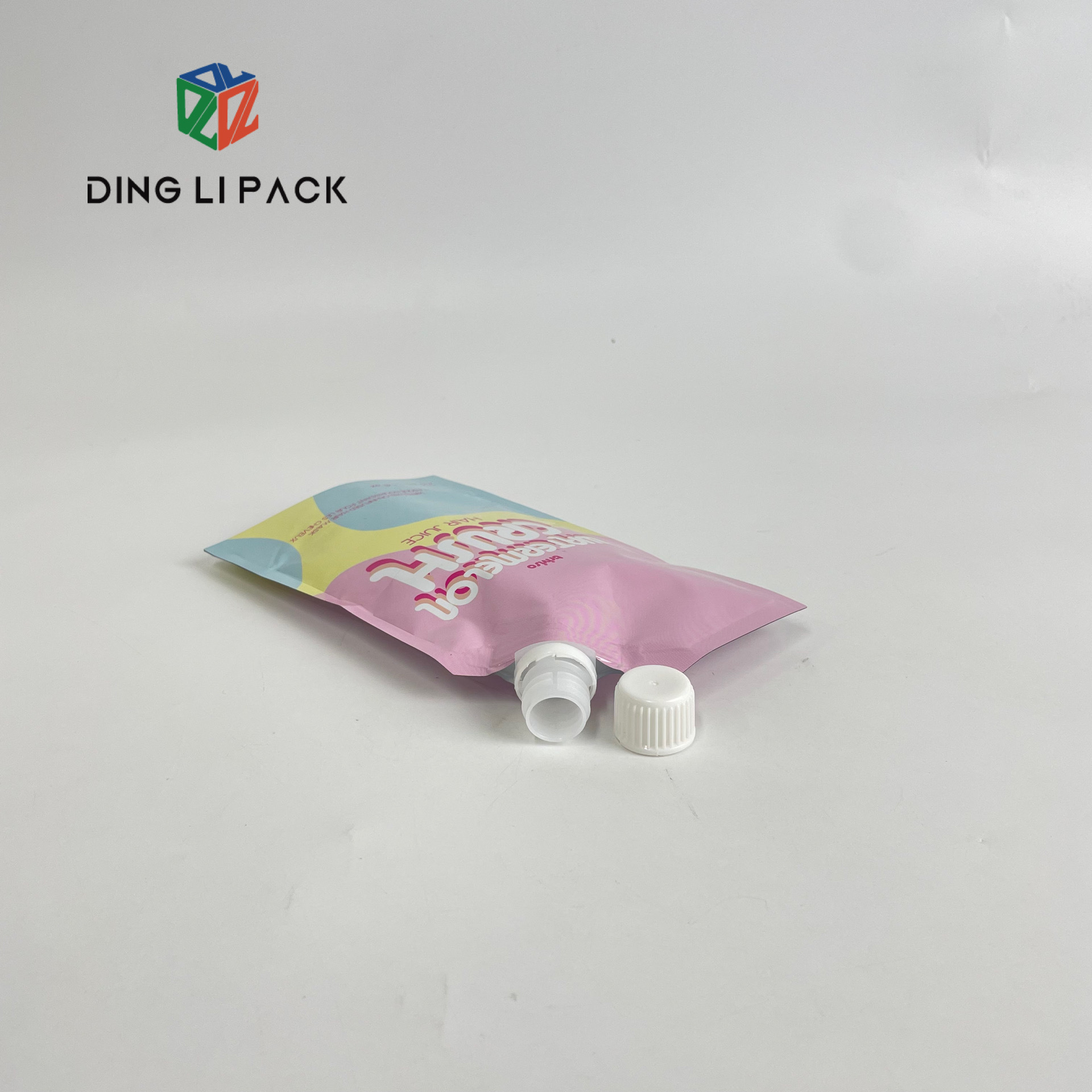 Custom Printed corner stand up spout custom shaped bag pouch for hair shampoo with custom spout food grade