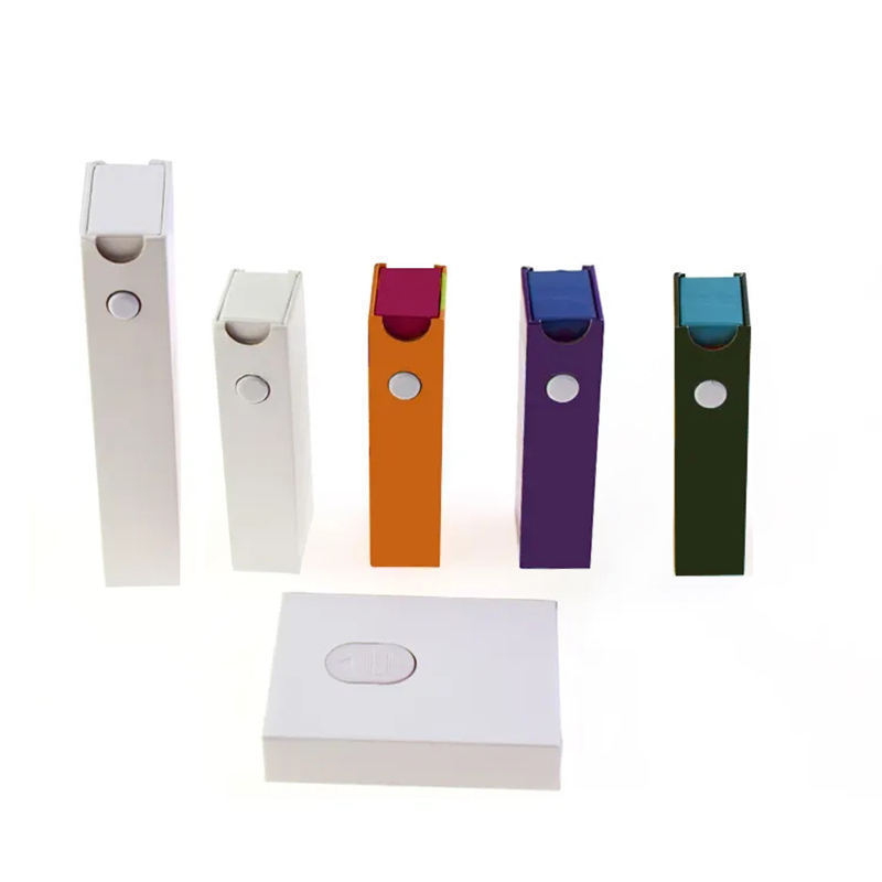 Custom child resistant sliding drawer white boxes push back button joint box packaging with 5 packs rolling insert