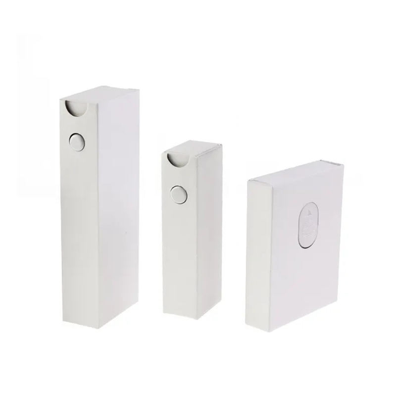 Custom child resistant sliding drawer white boxes push back button joint box packaging with 5 packs rolling insert