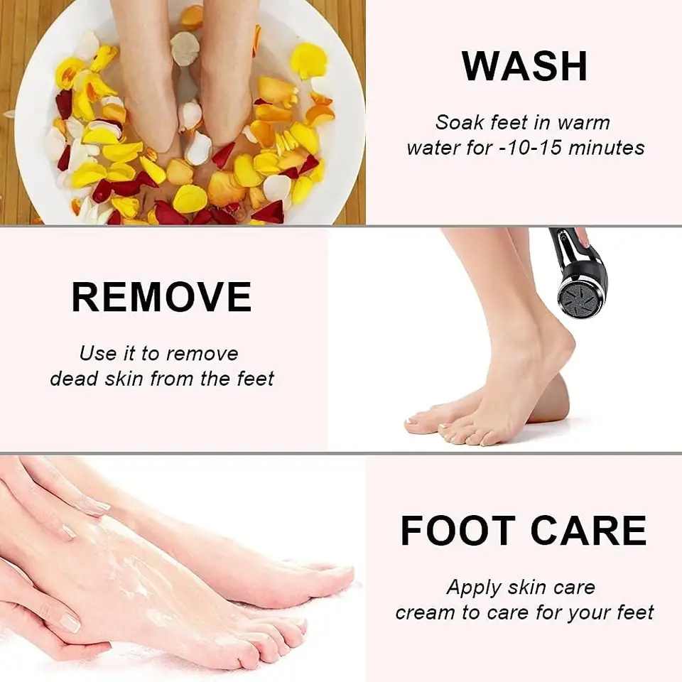 Electric Foot File Rechargeable Waterproof Foot Files Clean Tools Feet Care  Vacuum Callus Remover