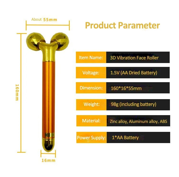 Wholesale 24k Gold Skin Care Face Massager 3D Roller Electric Sonic Depuffer Energy Beauty Bar