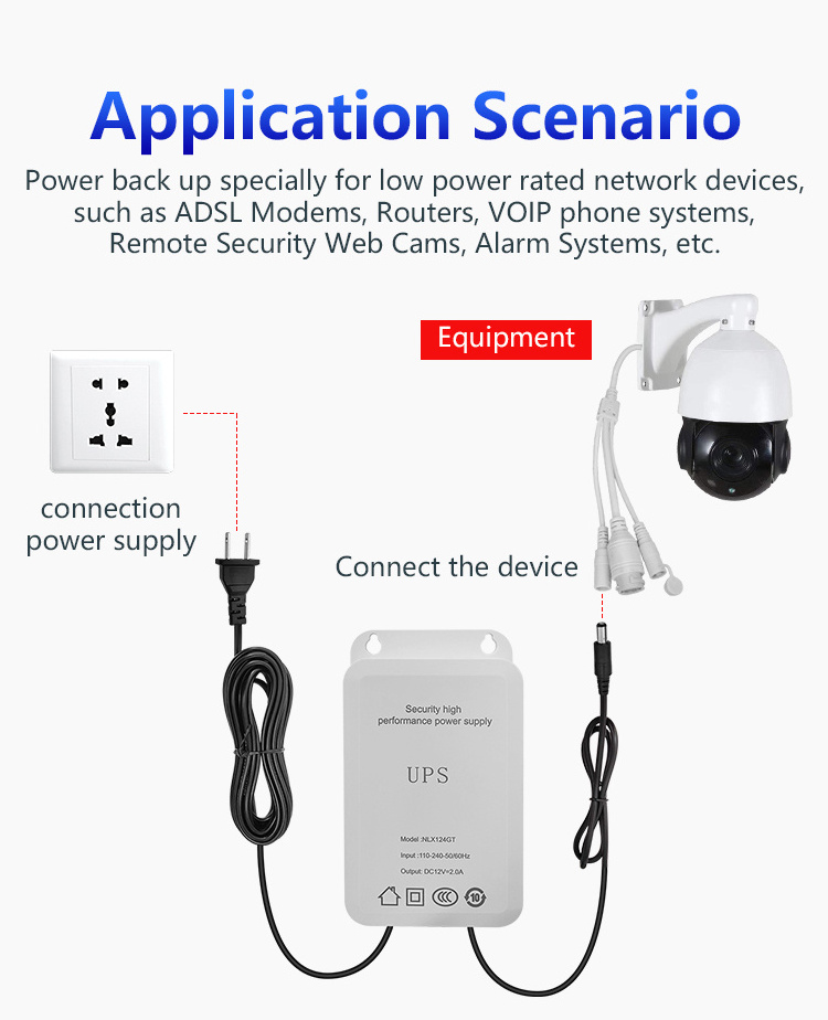 DC12V mini ups for wifi router and cctv cameras 3600mah ups power supply