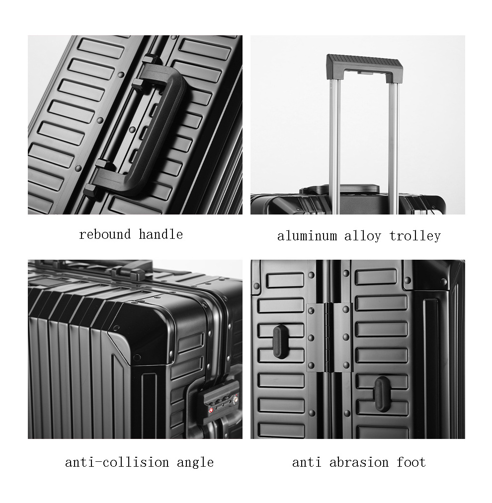 Large Metal Mala De Viagem Metal Hardside Luggage Set High Quality Aluminum Frame Luggage 20 Inch Suitcase