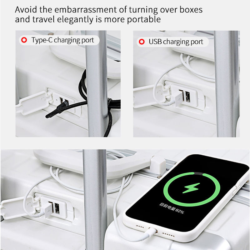 Multifunctional Light Quiet Universal Wheel Trolley Suitcase Luggage with Usb Charger And Cup Holder