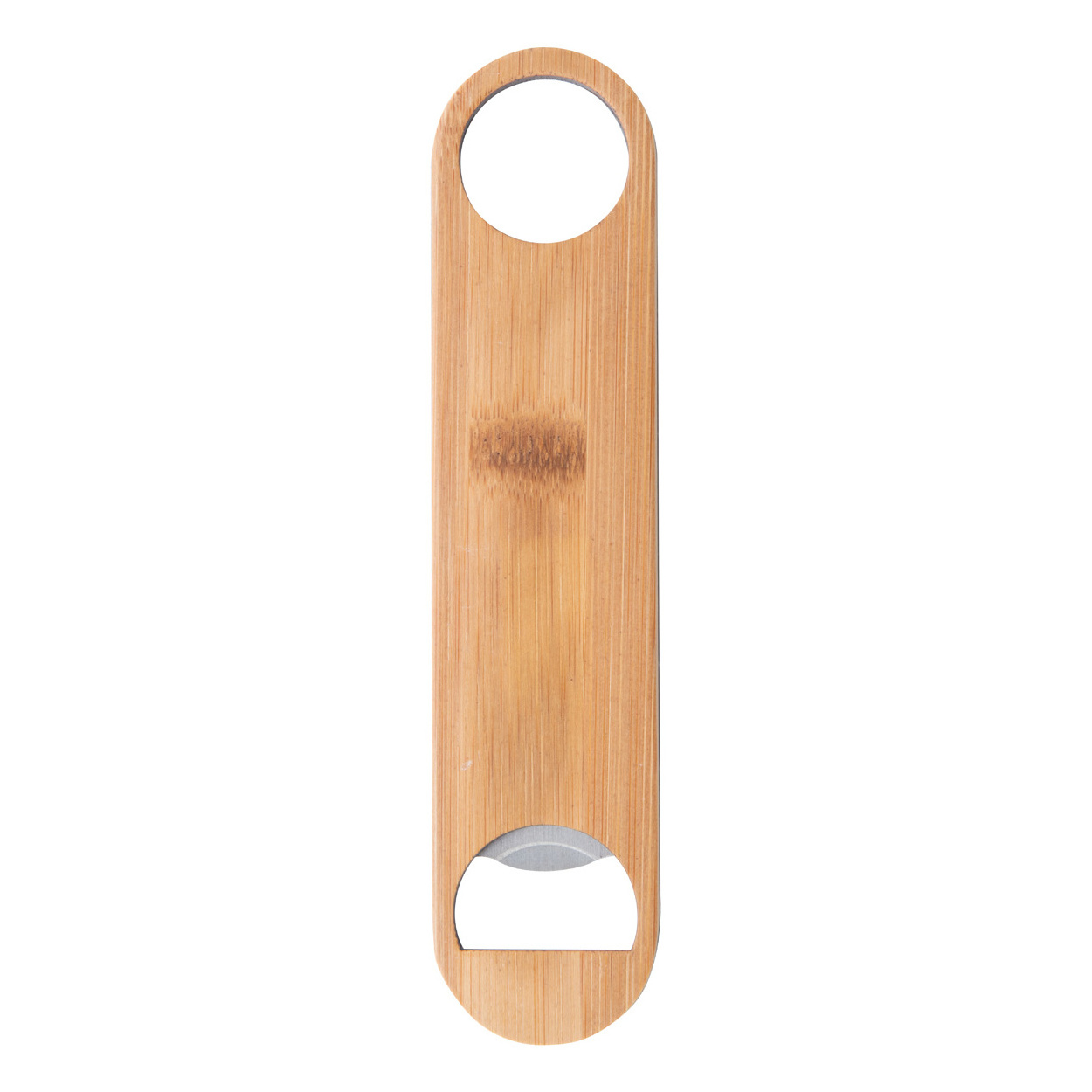 Factory Bamboo Covered Stainless Steel Speed Bottle Opener With Logo Printing