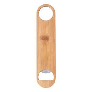 Factory Bamboo Covered Stainless Steel Speed Bottle Opener With Logo Printing