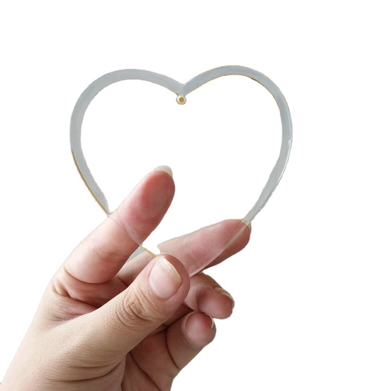 Toppingood Flat Heart Shape Glass Blank Ornaments