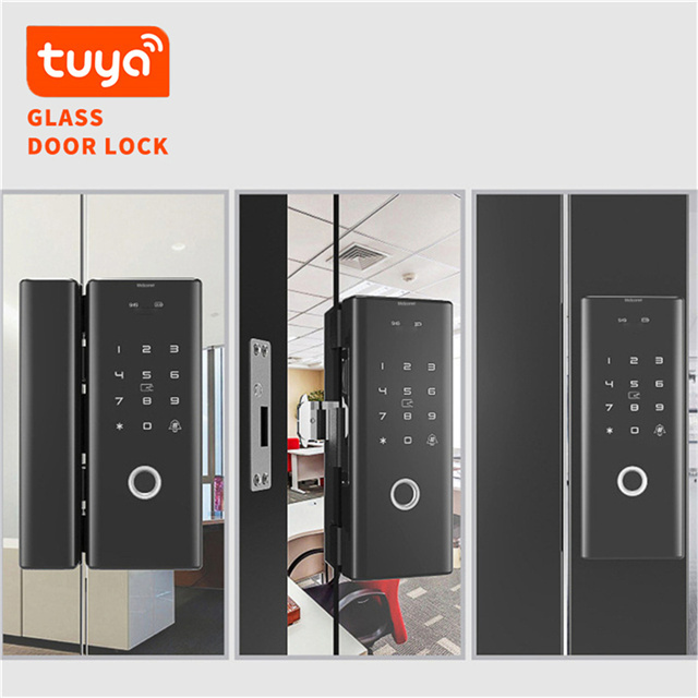 Smart Wifi Commercial door lock Keypad Fingerprint Keyless Front Sliding Electric Eure Ttlock Glass Door Lock