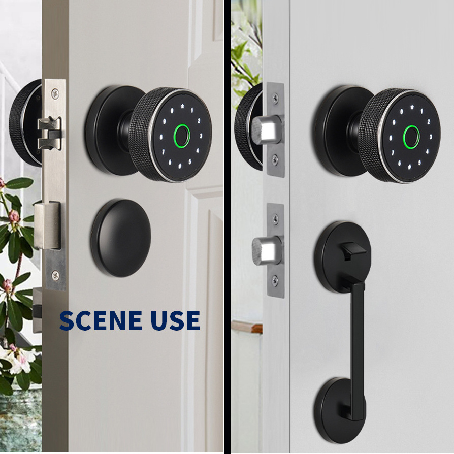 Hot sales tuya smart fingerprint door tubular mortice knobs and lock body set door knob latch for interior doors