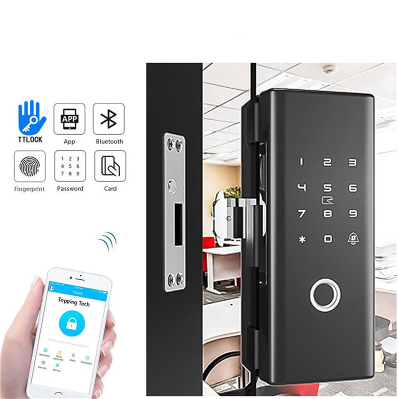 New Style Smart Glass Door Lock Tuya Wifi App Smart Card Fingerprint Code Smart Electric Gate Door Lock