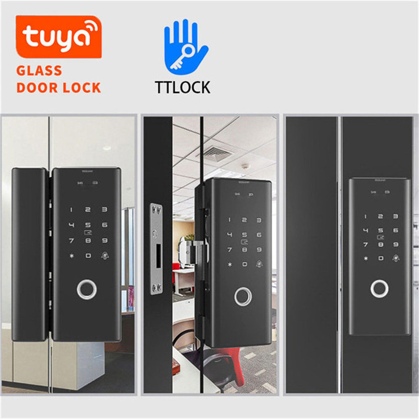 New Style Smart Glass Door Lock Tuya Wifi App Smart Card Fingerprint Code Smart Electric Gate Door Lock