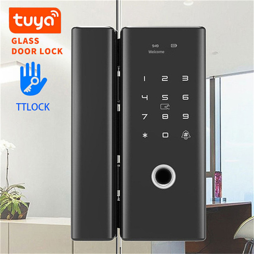 New Style Smart Glass Door Lock Tuya Wifi App Smart Card Fingerprint Code Smart Electric Gate Door Lock