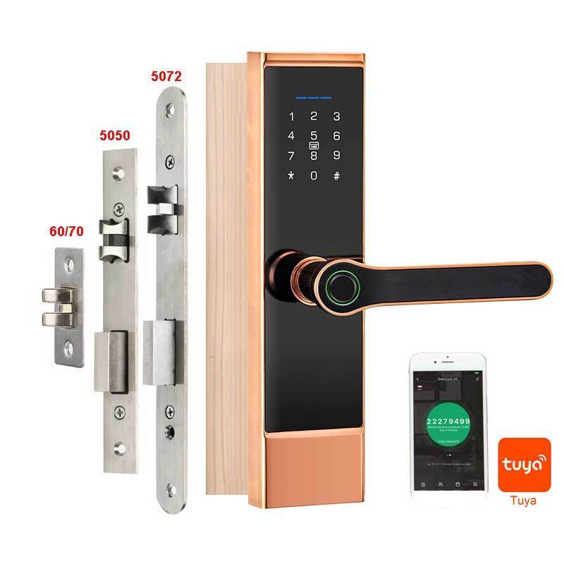 Smart Lock WIFI APP Aluminum Fingerprint Inside Digital Handle Door Lock for bedroom wooden door