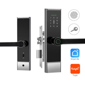 Smart Lock WIFI APP Aluminum Fingerprint Inside Digital Handle Door Lock for bedroom wooden door