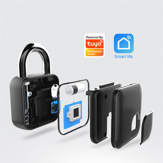 Tuya smart life IP65 Waterproof Smart Digital Alarm Fingerprint Pad lock/Smart Biometric Fingerprint Padlock