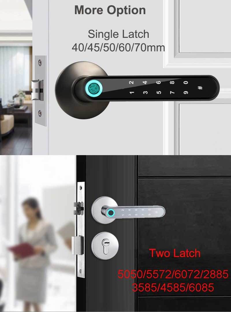 Tuya Smart Life App Wooden Door Lock Smart Fingerprint Portable Biometric Fingerprint Door Handle Lever Lock