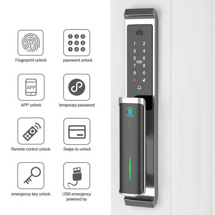 TOPTEQ Z1 Smart Automatic Door Lock 8 Languages Intelligent Lock TTlock App Unlocking 6068 Mortise Lock with Face Camera