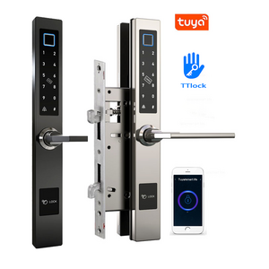 Waterproof Keyless  smart door lock  Tuya app  TTlock Sliding Swing Framed Glass Wooden Digital Smart Fingerprint Door Lock