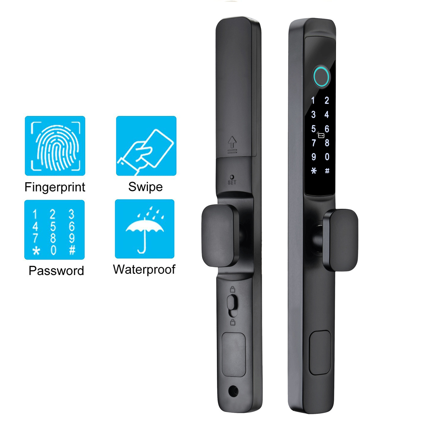 TOPTEQ A2 IP66 Waterproof Door Lock Ultra Narrow Tuya TTLock Smart Locks for Front Door WIFI Zigbee Smart Lock for Aluminum Door