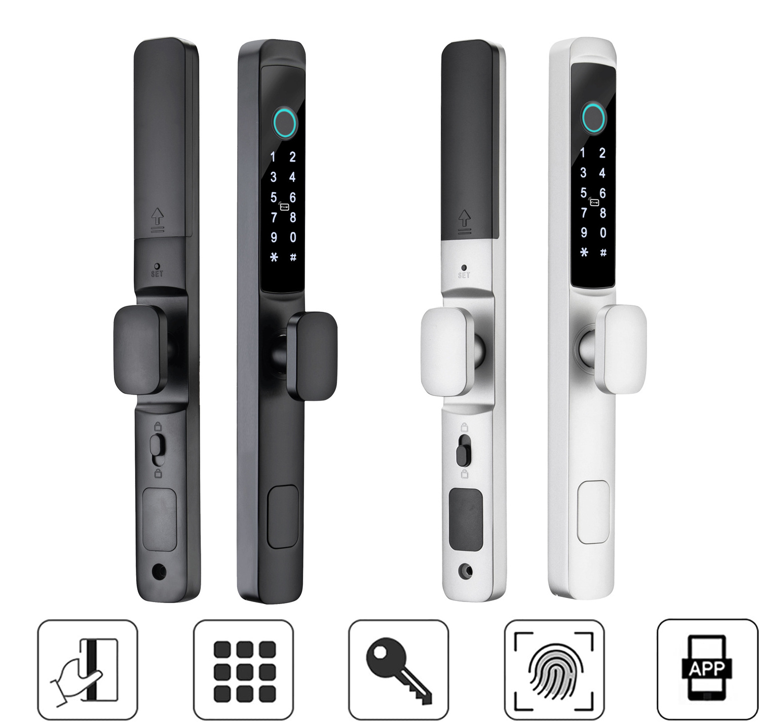 TOPTEQ A2 IP66 Waterproof Door Lock Ultra Narrow Tuya TTLock Smart Locks for Front Door WIFI Zigbee Smart Lock for Aluminum Door