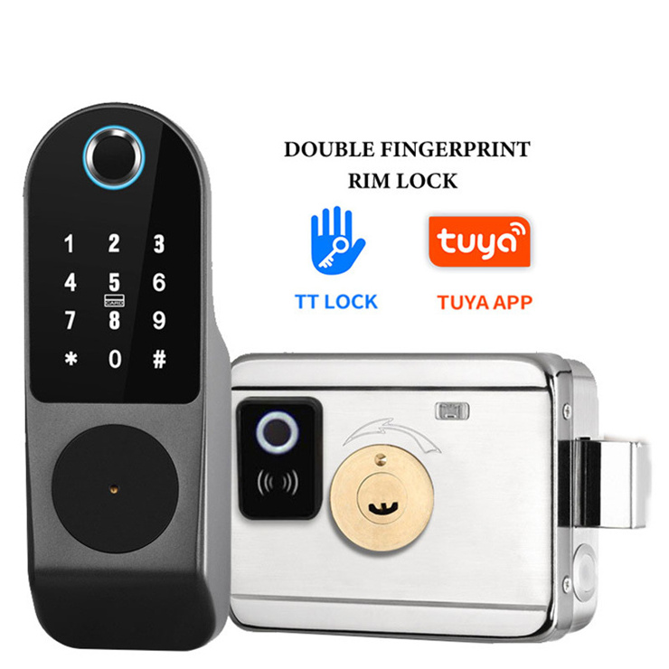 fingerprint unlocking remote control locks rim lock smart access control tuya or TT lock Das geheimschloss.