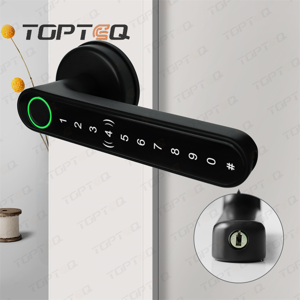 TOPTEQ S6 Pro High Quality Smart Door Lock Biometric Card Unlocking Electronic Lever Lock For Wooden Doors