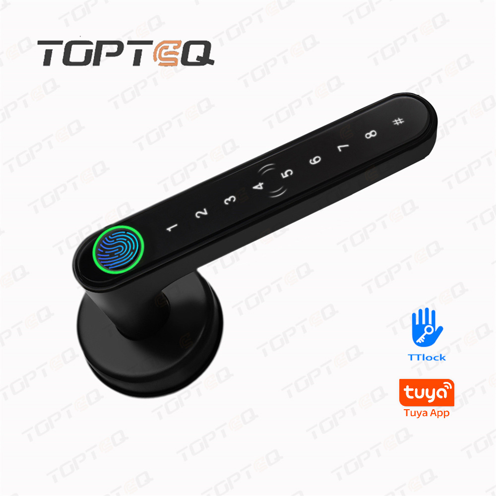 TOPTEQ S6 Pro High Quality Smart Door Lock Biometric Card Unlocking Electronic Lever Lock For Wooden Doors