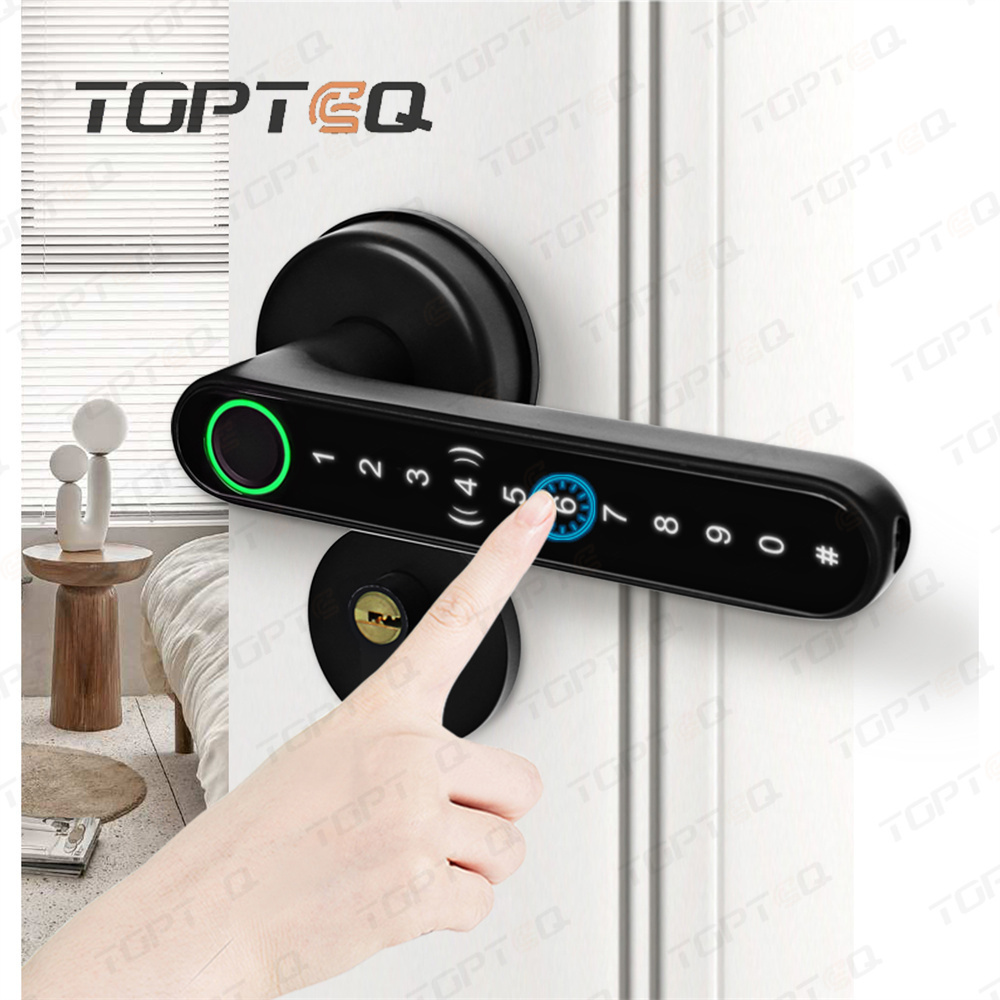 TOPTEQ S6 Pro High Quality Smart Door Lock Biometric Card Unlocking Electronic Lever Lock For Wooden Doors