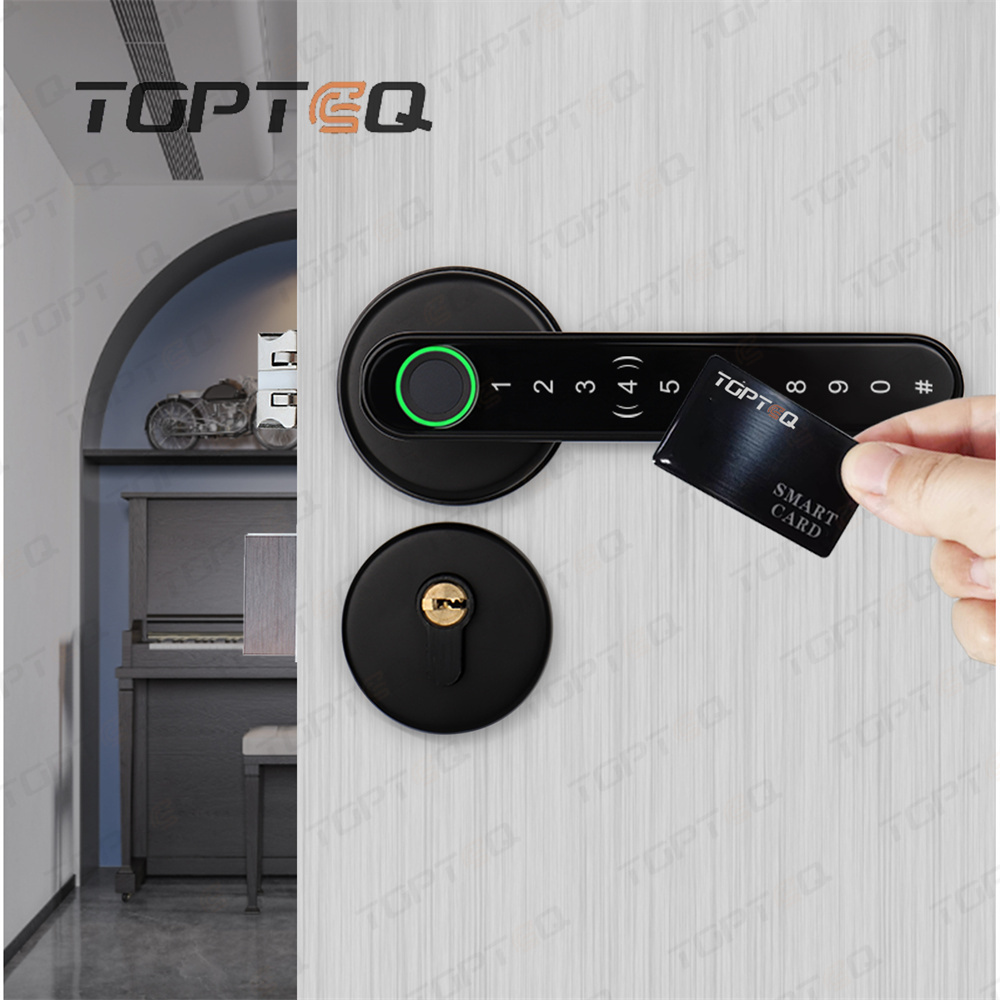 TOPTEQ S6 Pro High Quality Smart Door Lock Biometric Card Unlocking Electronic Lever Lock For Wooden Doors