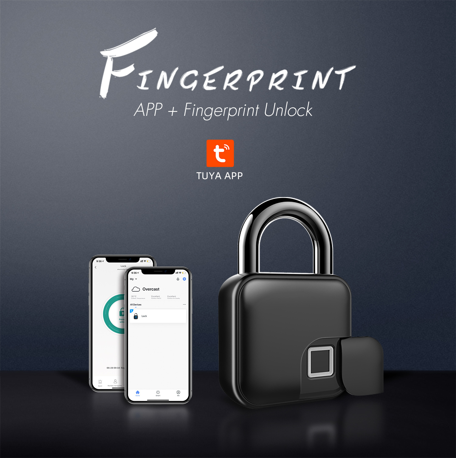 TOPTEQ L3+ Digital Biometric Fingerprint Padlock Tuya App Ble Smart Lock Padlock Keyless Zinc Alloy Square No Cylinder Padlock