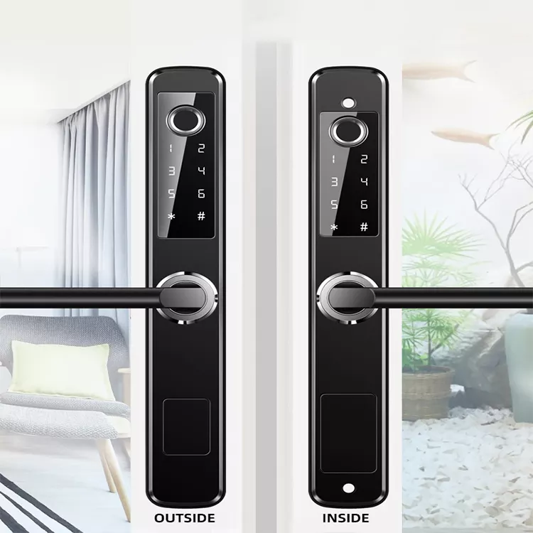 TOPTEQ F2 waterproof smart door lock ss 304 sliding door lock tuya ble fingerprint door lock