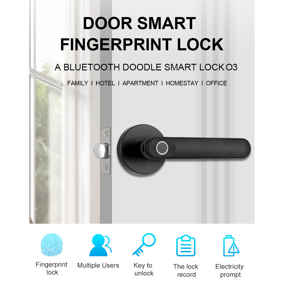 TOPTEQ O3-NK Tuya Ble Intelligent Lever Lock Biometric Smart Lock Keyless Electronic Wooden Door Lock