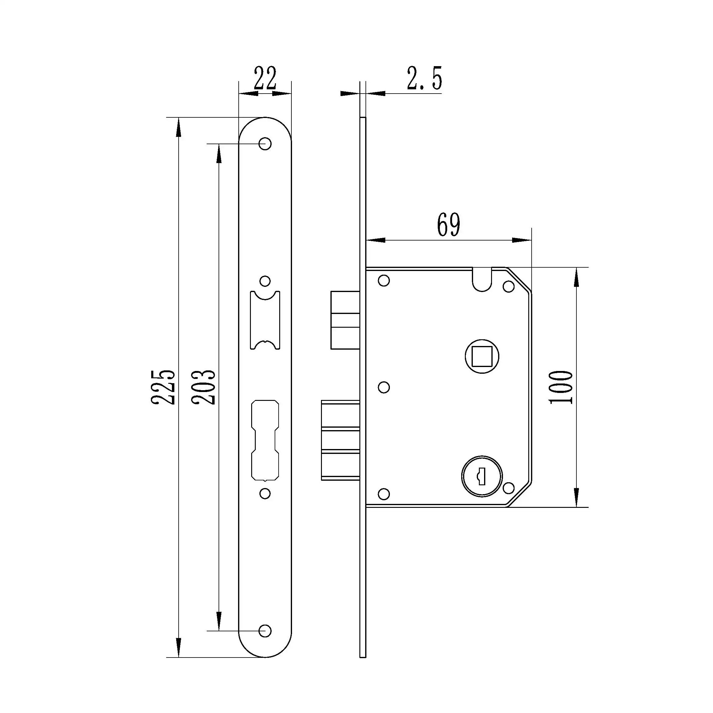 Topteq customization Smart wood door lock stainless steel 5050 mortise lock body for smart lock