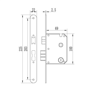 Topteq customization Smart wood door lock stainless steel 5050 mortise lock body for smart lock