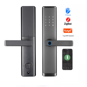 Topteq Q5 Digital Tuya Wifi Zigbee Ttlock Fingerprint Automatic Smart Door Lock For Aluminum Door